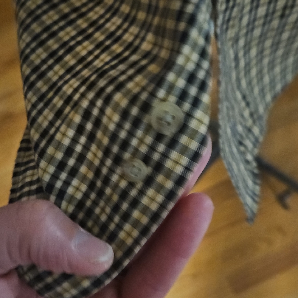 3/$35 Van Heusen Men's Plaid Shirt - Black and Cream - Picture 5 of 11